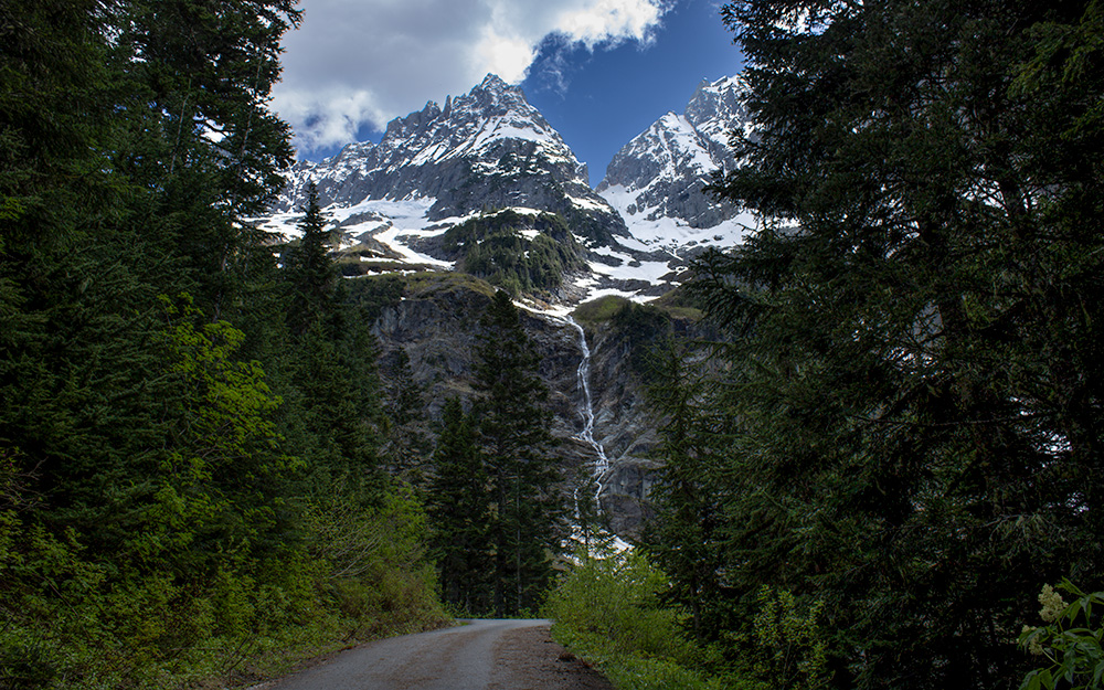 Road leading to mountains