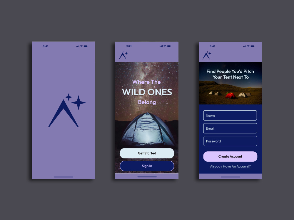 First set of screens for the Base Camp App