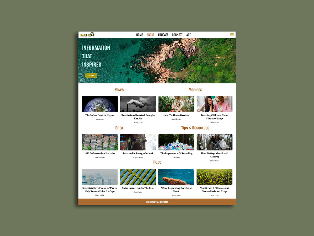 Planet Action website about page