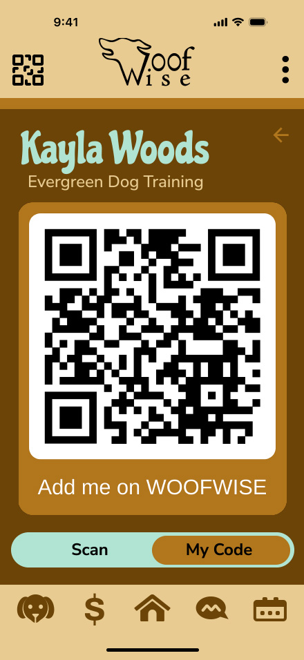 Woofwise - trainer side - QR code page