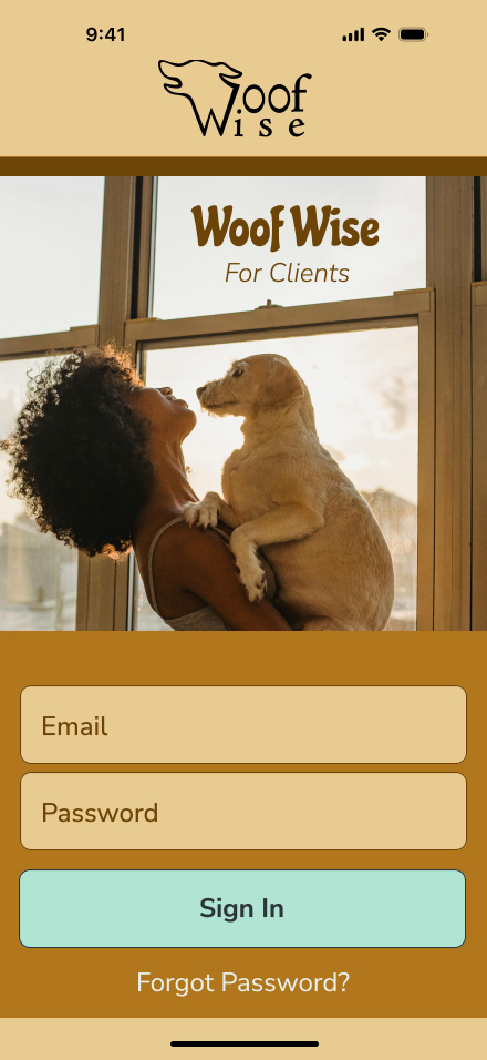 Woofwise - client side - sign in page