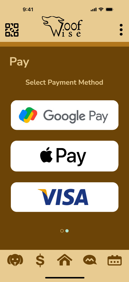 Woofwise - client side - payment page, select payment method 2