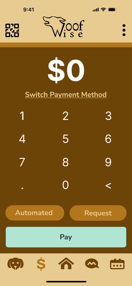 Woofwise - client side - main payment method page