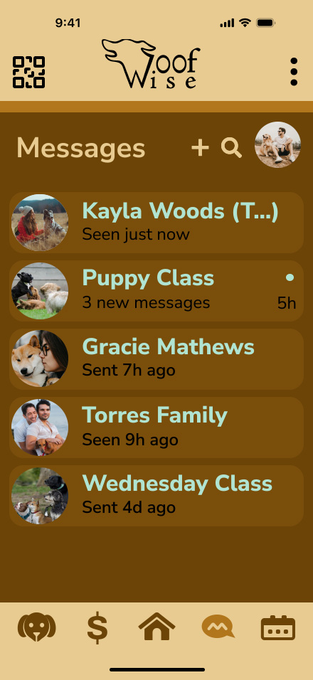 Woofwise - client side - messages page