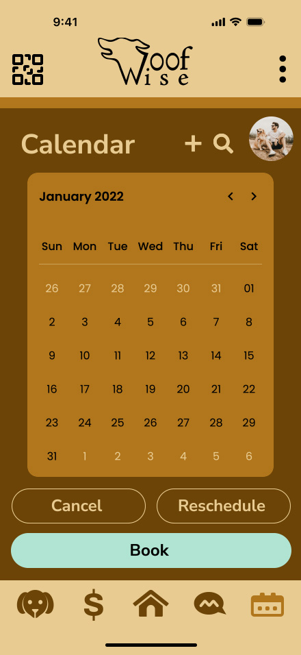 Woofwise - client side - calendar page