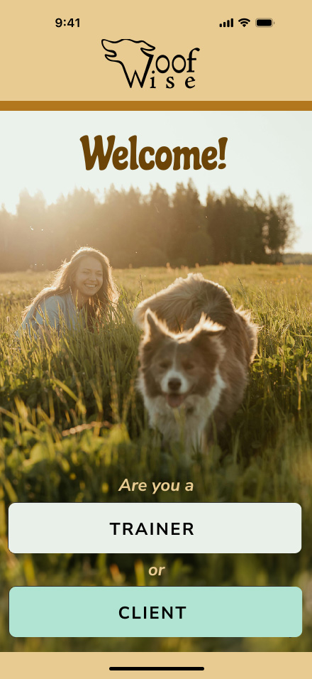 Woofwise trainer/client choice page
