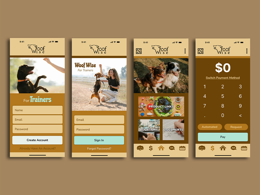 First set of screens for Woofwise Trainer Side