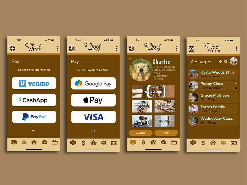 Second set of screens for Woofwise Client Side