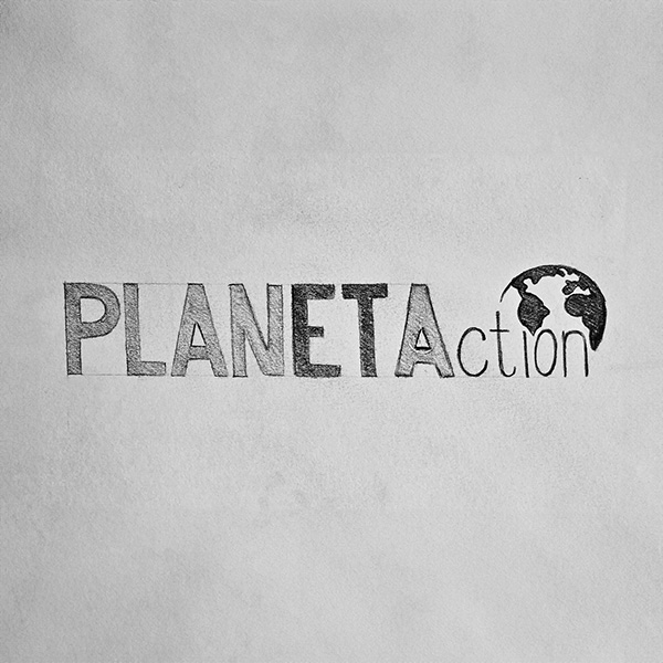 Planet action logo sketch
