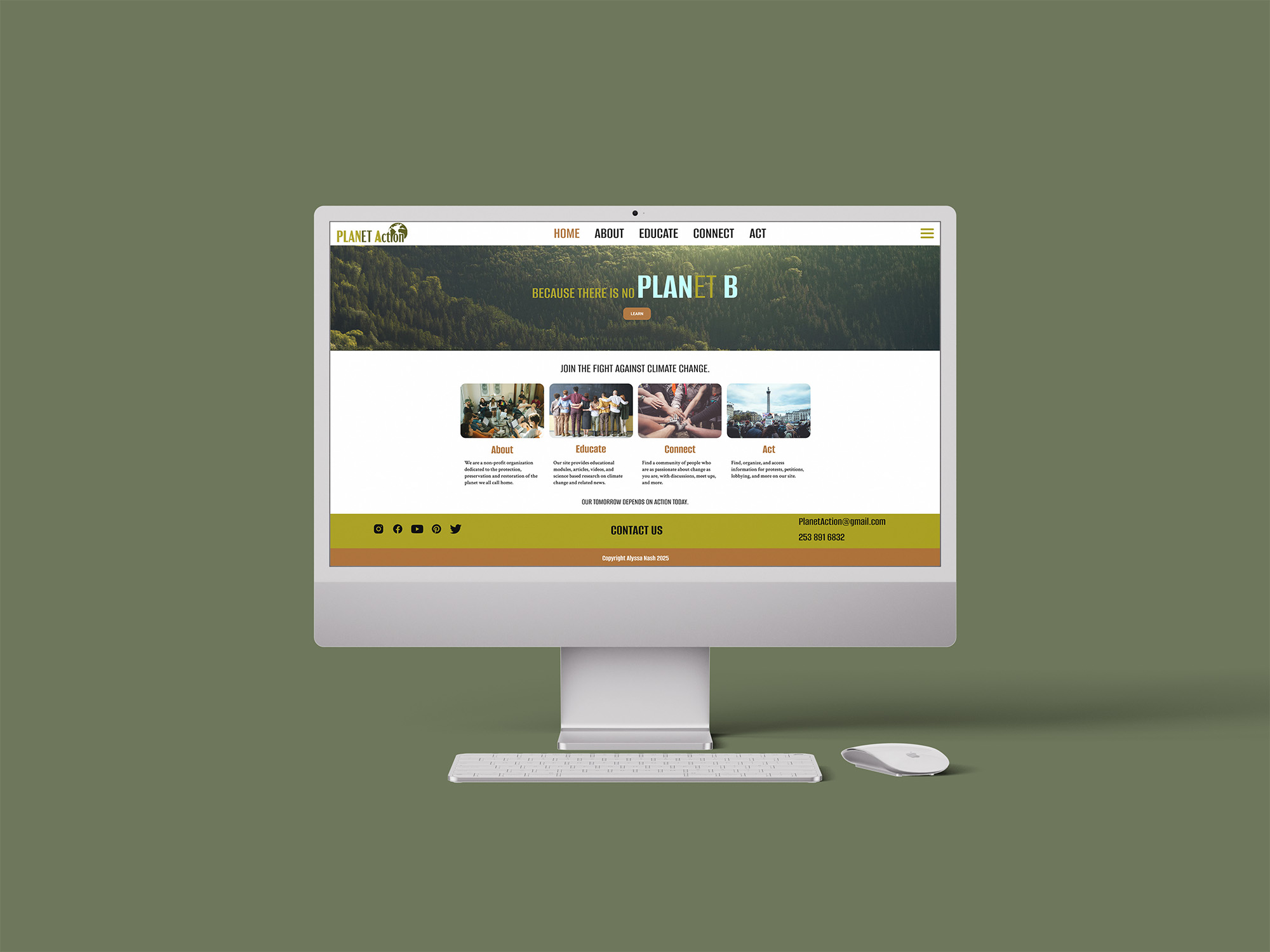 Planet Action Website on a computer